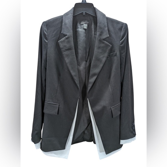 Halogen NWOT asymmetrical Blazer size S black and white, padded shoulders - Picture 1 of 9